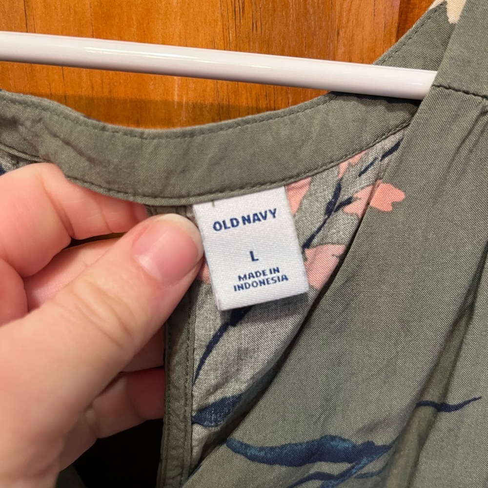 Old Navy Floral Tank Top - Olive Green - Picture 3 of 4
